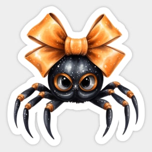 Cute Spider with Orange Bow for Halloween with Grumpy Face Sticker